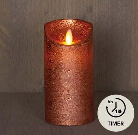 Kaars Wax Rustiek Koper, Bewegende Vlam -Huisdecoratie Winkel Kaars 75x15 koper