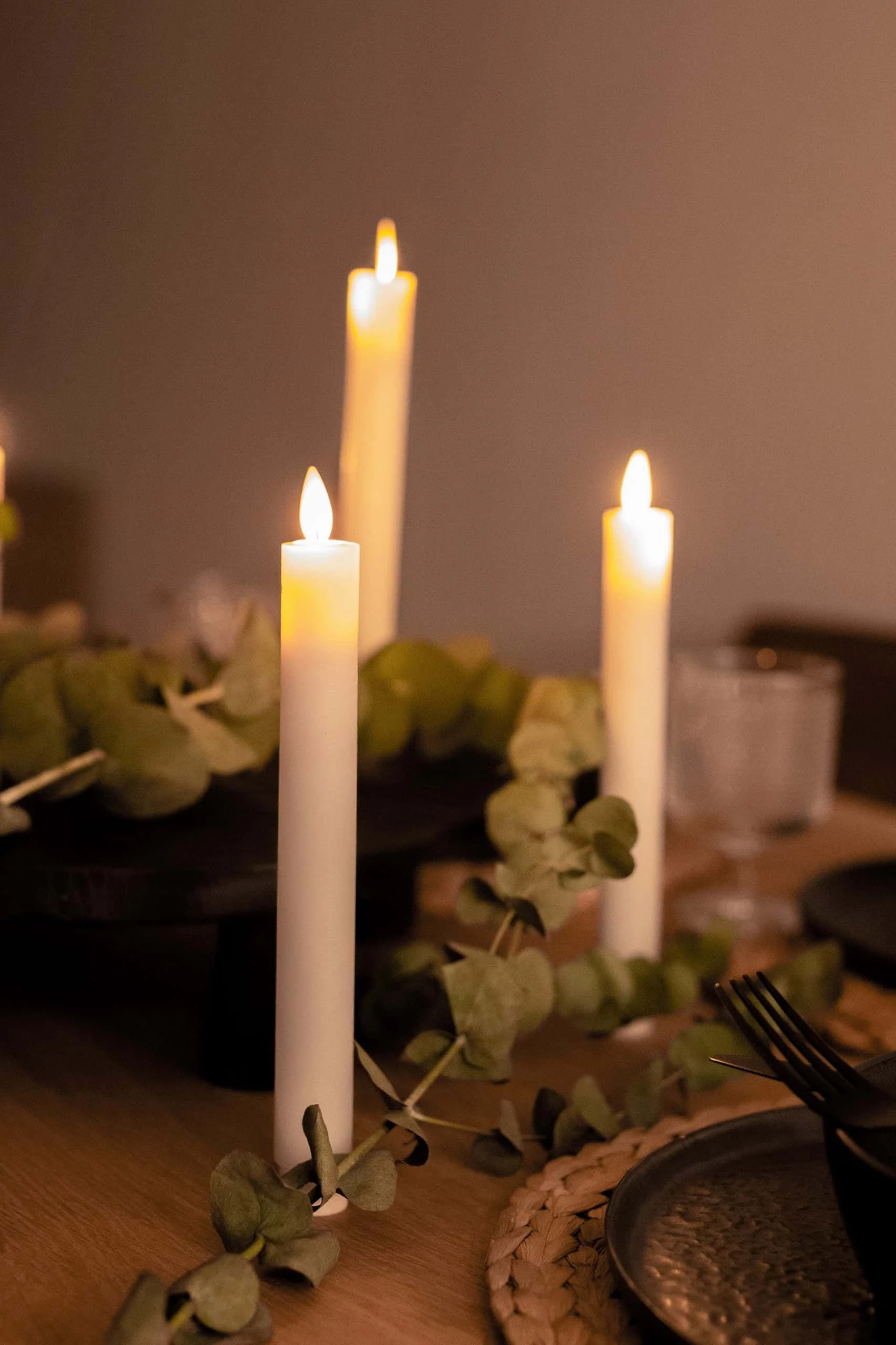 Diner Kaars Wax Rustiek Rood, Bewegende Vlam LED 4 Diner Kaars Wax Rustiek Rood, Bewegende Vlam LED - Afbeelding 2