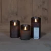 Kaarsen Wax Rustiek Antraciet, Bewegende Vlam 3 Stuks -Huisdecoratie Winkel antraciet kaarsen