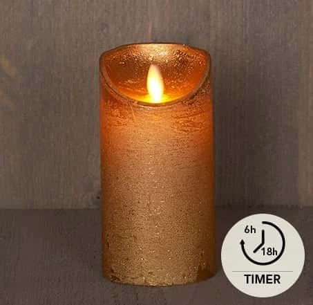 Kaars Wax Rustiek Goud, Bewegende Vlam 3 Kaars Wax Rustiek Goud, Bewegende Vlam