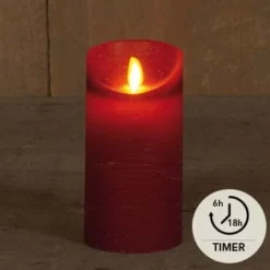 Kaars Wax Rustiek Bordeaux Rood, Bewegende Vlam