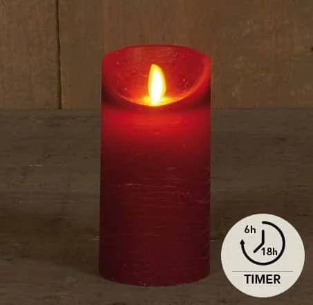 Kaars Wax Rustiek Bordeaux Rood, Bewegende Vlam 3 Kaars Wax Rustiek Bordeaux Rood, Bewegende Vlam